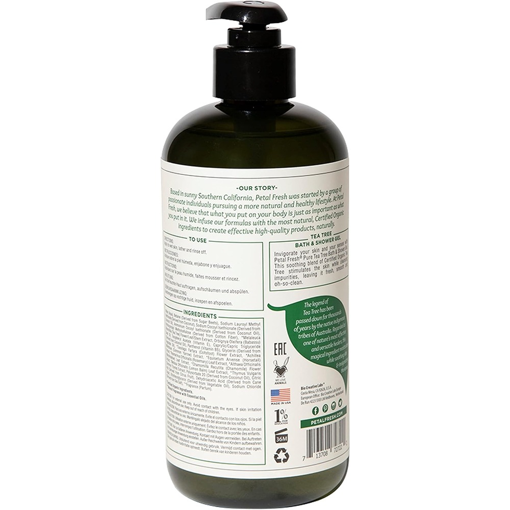 Petal Fresh Pure Tea Tree Purifying Bath & Shower Gel, Refreshing, Natural Body Cleanser, 475ml