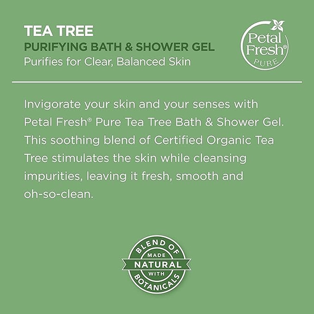 Petal Fresh Pure Tea Tree Purifying Bath & Shower Gel, Refreshing, Natural Body Cleanser, 475ml