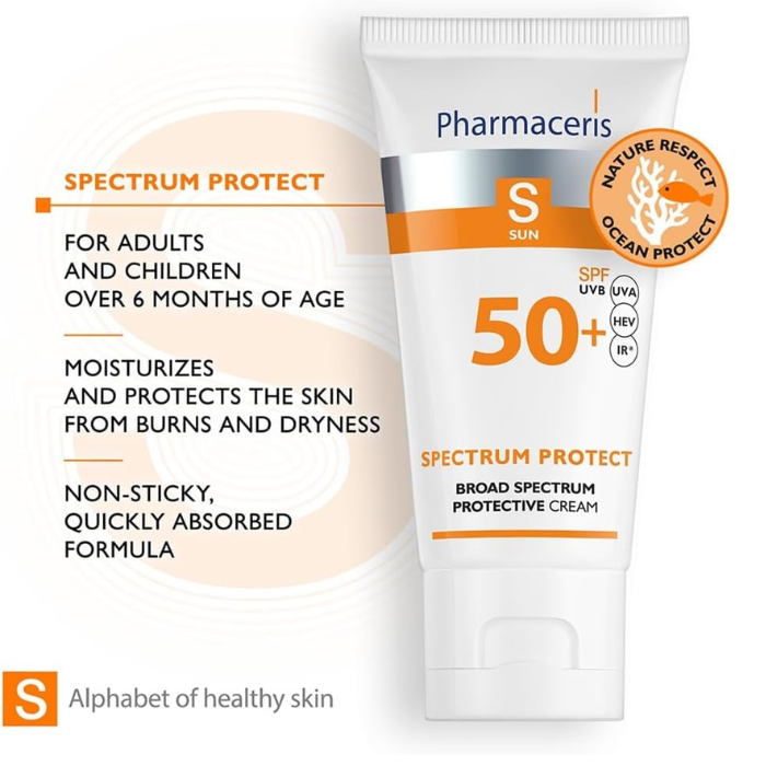 فارماسيريس كريم حماية من الشمس للكبار والأطفال (SPF50+) عبوة بوجو