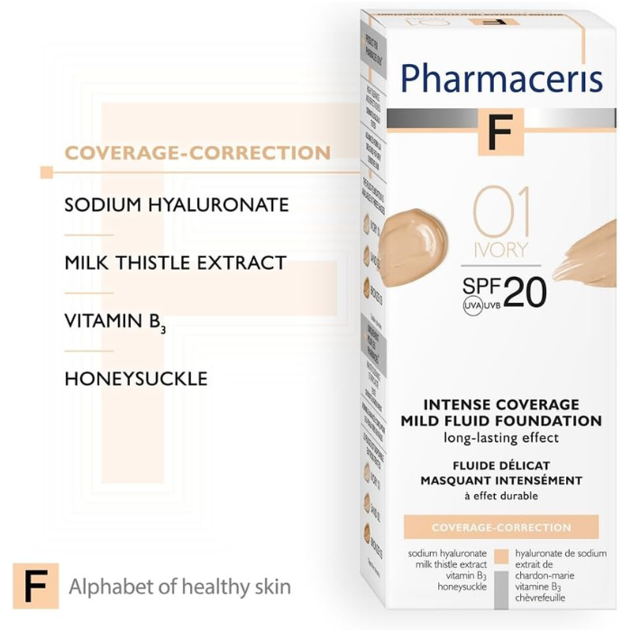 Pharmaceris F Intense Coverage Mild Fluid Foundation 30ml Ivory 01