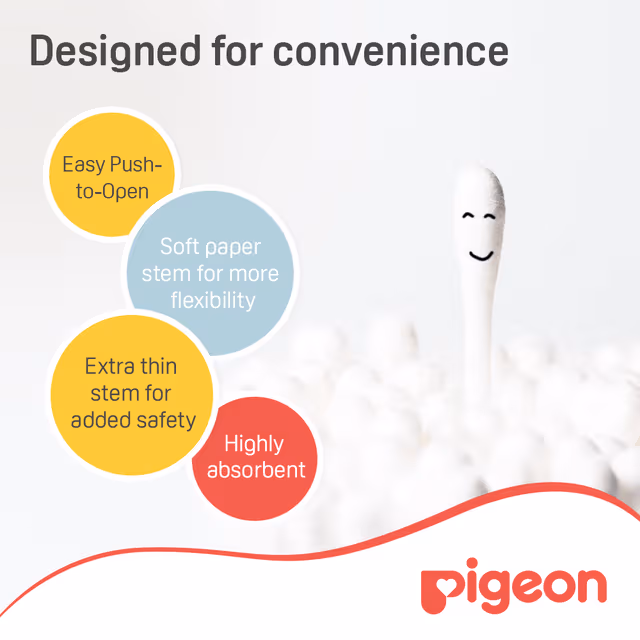 Pigeon Cotton Swabs Thin Stem -Hinged Case 100's