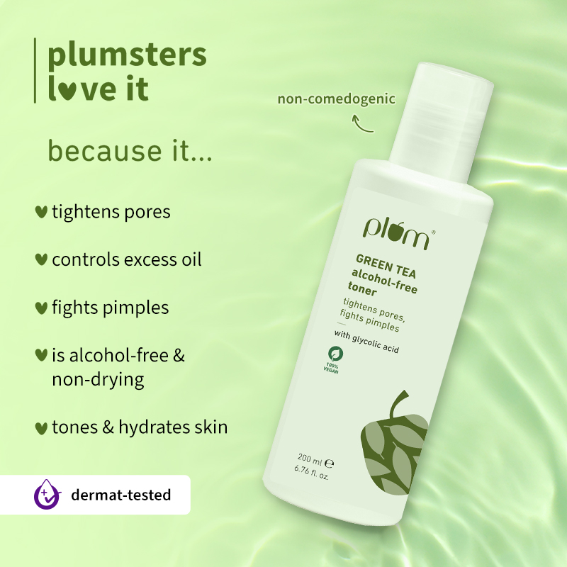 Plum Green Tea Alcohol-Free Toner with Glycolic Acid for Oily Skin, 200ml