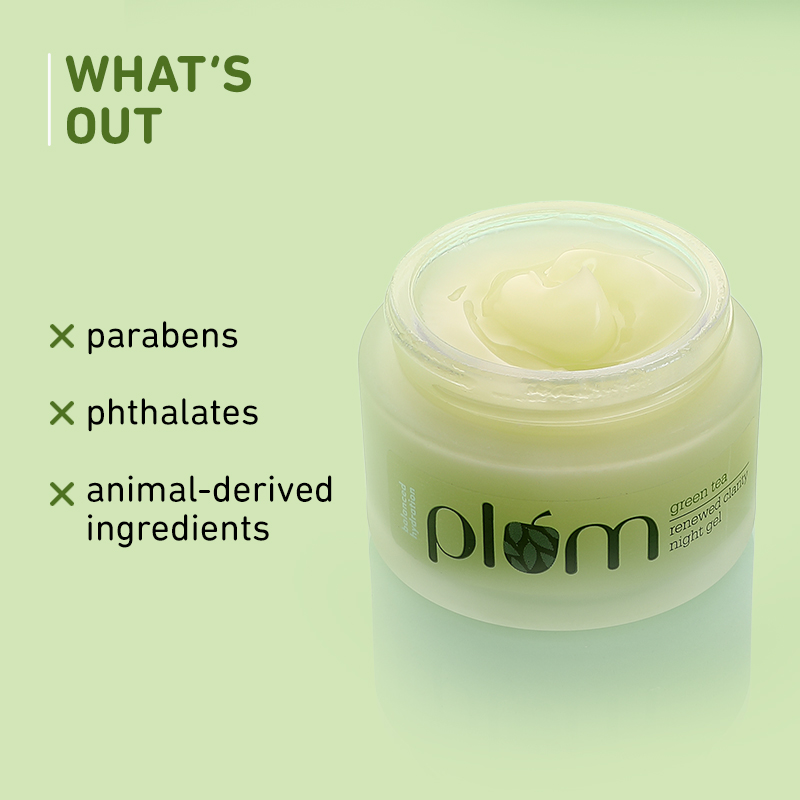 Plum Green Tea Renewed Clarity Night Gel, Oil-Free Acne and Hydration, 50ml