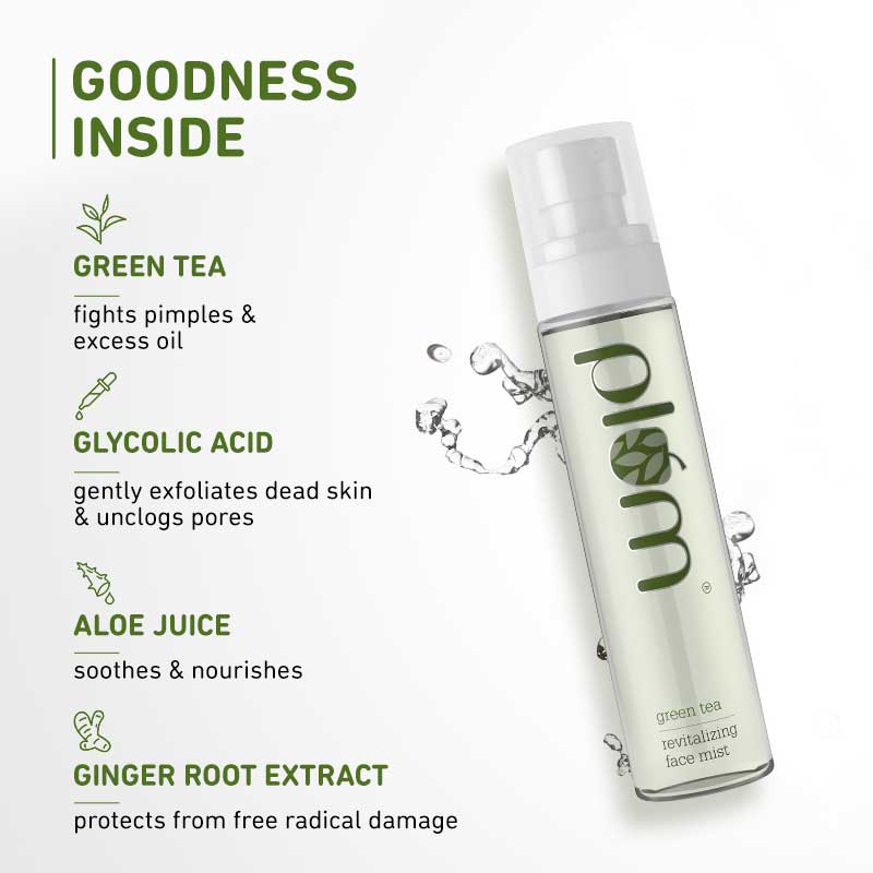 Plum Green Tea Revitalizing Face Mist with Aloe Vera, Refreshing Oil Control Spray, 100ml