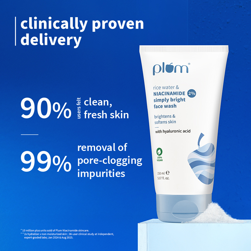 Plum 2% Niacinamide & Rice Water Brightening Face Wash Sulphate-Free, 150ml