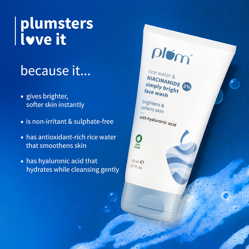 Plum 2% Niacinamide & Rice Water Brightening Face Wash Sulphate-Free, 150ml