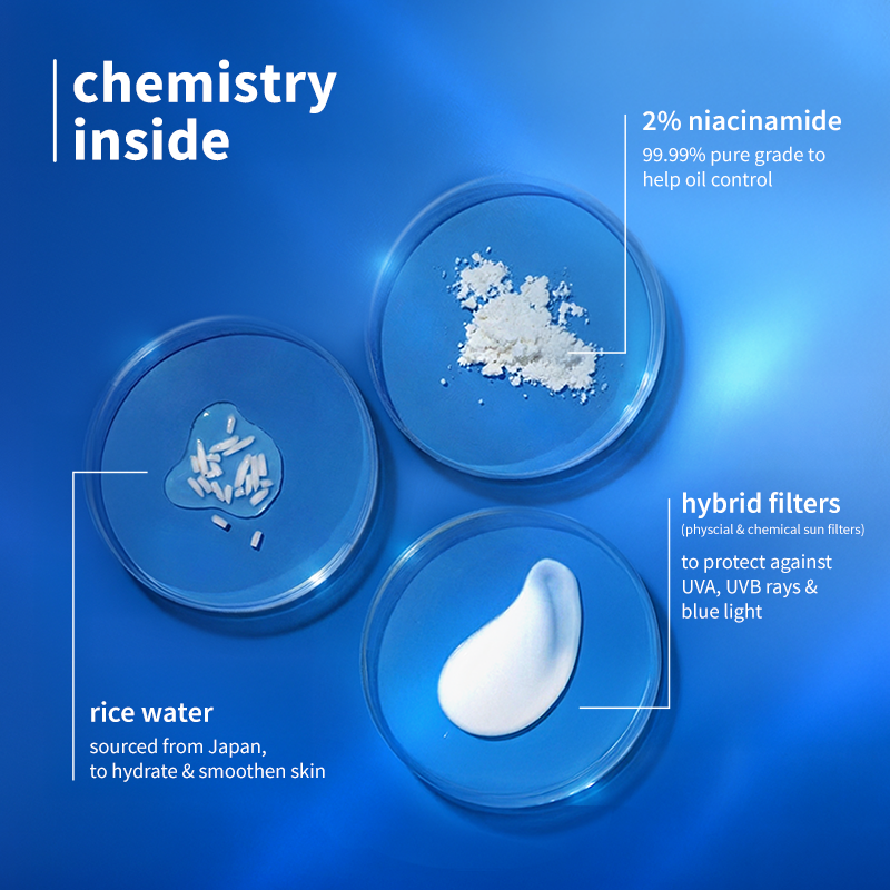 Plum Rice Water & 2% Niacinamide (SPF50)Broad Spectrum Sunscreen with Blue Light Protection, 50g