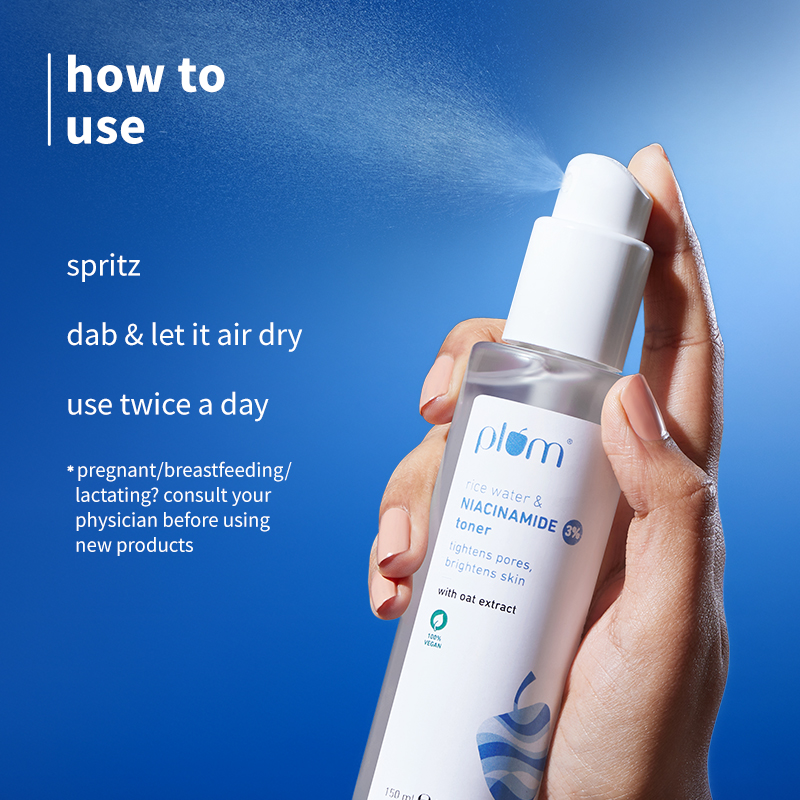Plum 3% Niacinamide & Rice Water Alcohol-Free Toner for Pore Tightening, 150ml