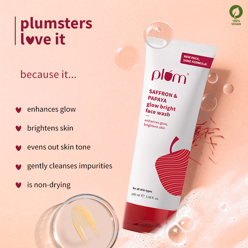 Plum Saffron & Papaya Glow Bright Sulphate-Free Face Wash with Vitamin B5, 150ml