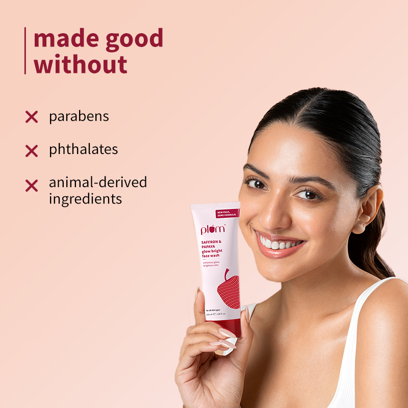 Plum Saffron & Papaya Glow Bright Sulphate-Free Face Wash with Vitamin B5, 150ml