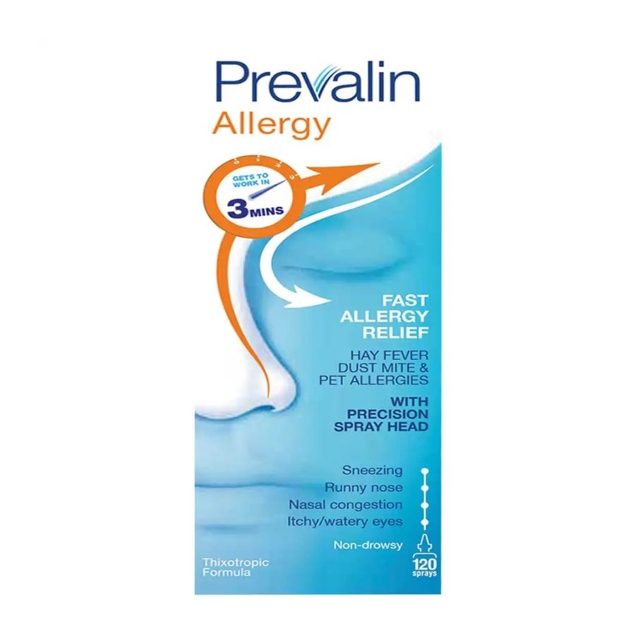Prevalin Allergy Relief Adult Nasal Spray, Fast Hay Fever and Rhinitis Symptom Protection, 120 Sprays