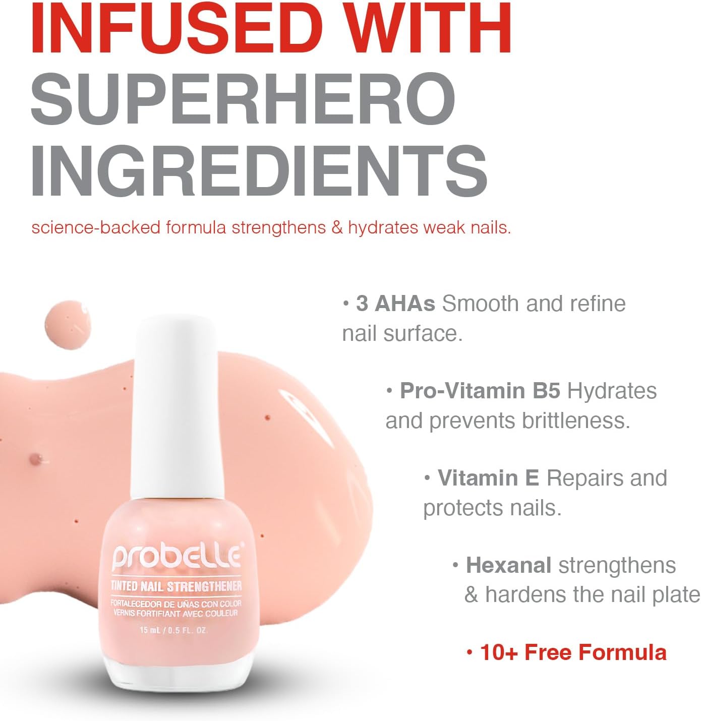 Probelle Nail Strengthener Petal Pink 15 ml