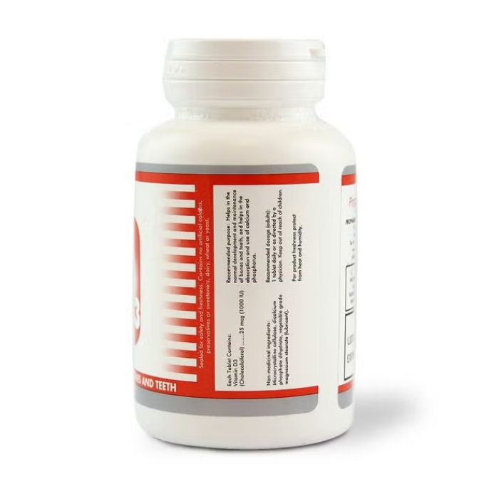 Provita Vitamin D3 1000 IU Tablets 90's - Everyday Vitamin D3 Supplement to Support Bones, Muscles & Immune Function, Easy One-a-Day Tablets for Adults, 90 Tablets for 3 Months