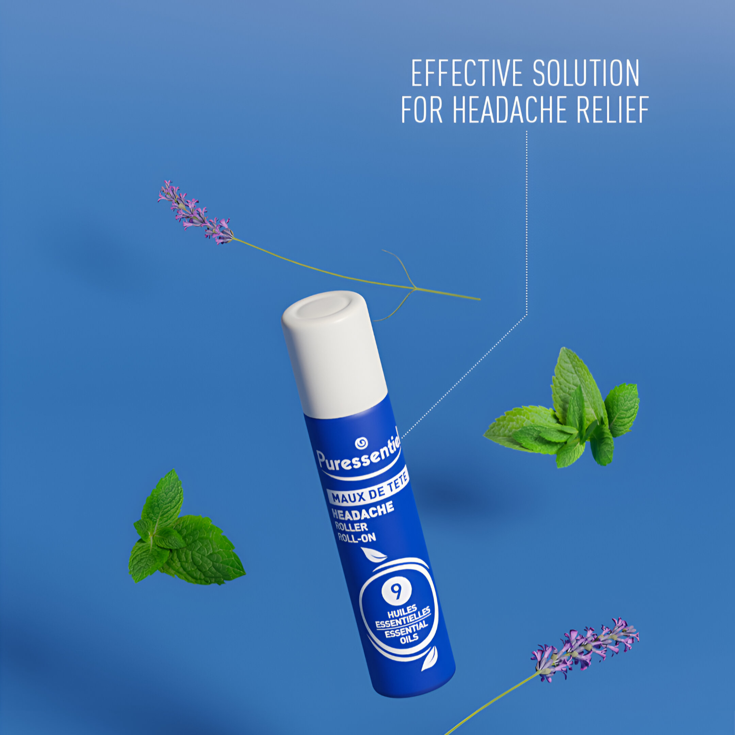 Puressentiel Well Being Headache Roll-On with 9 Essential Oils 10ml