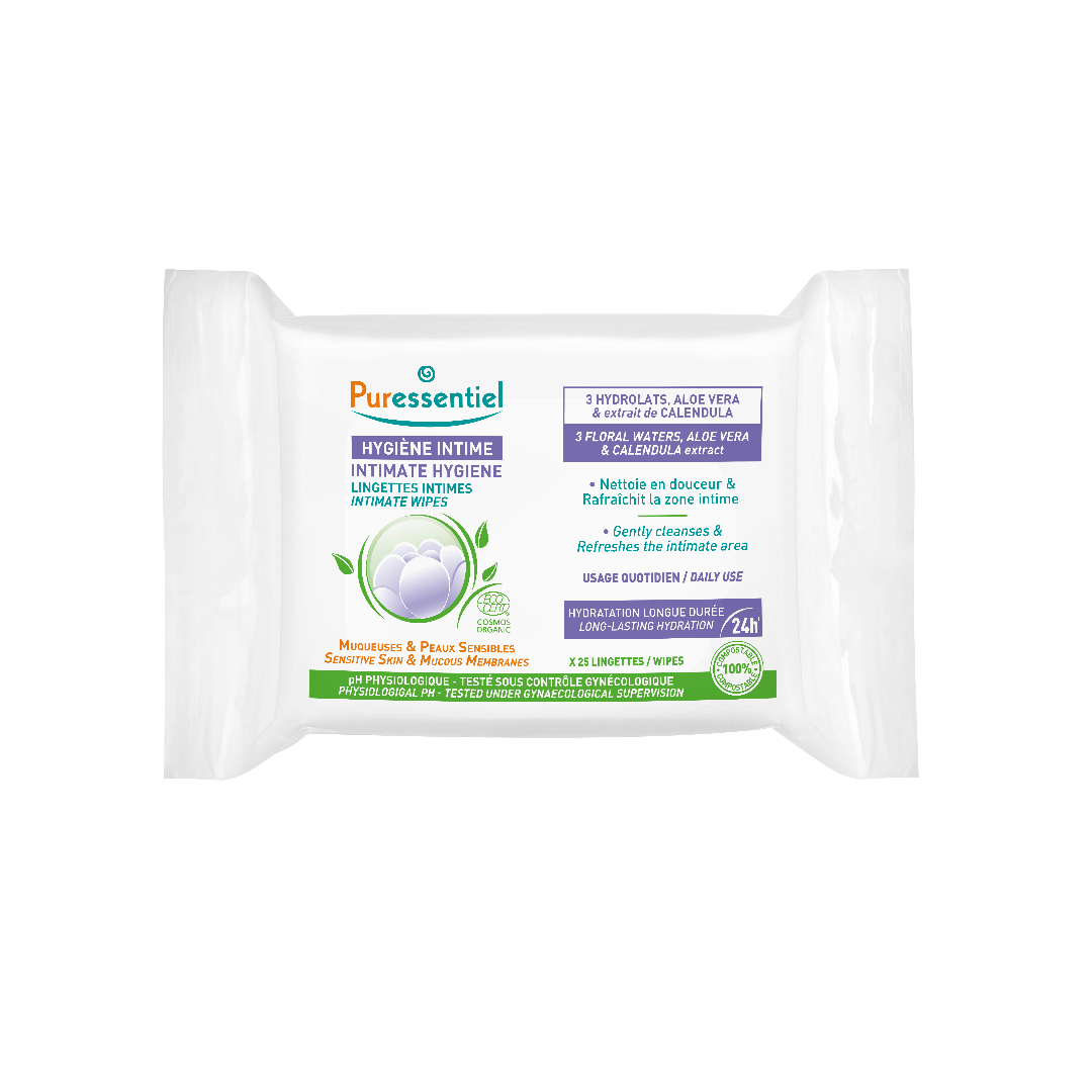 Puressentiel Intimate Hygiene, Gentle Refreshing Cleansing Wipes for Sensitive Intimate Care, 20s