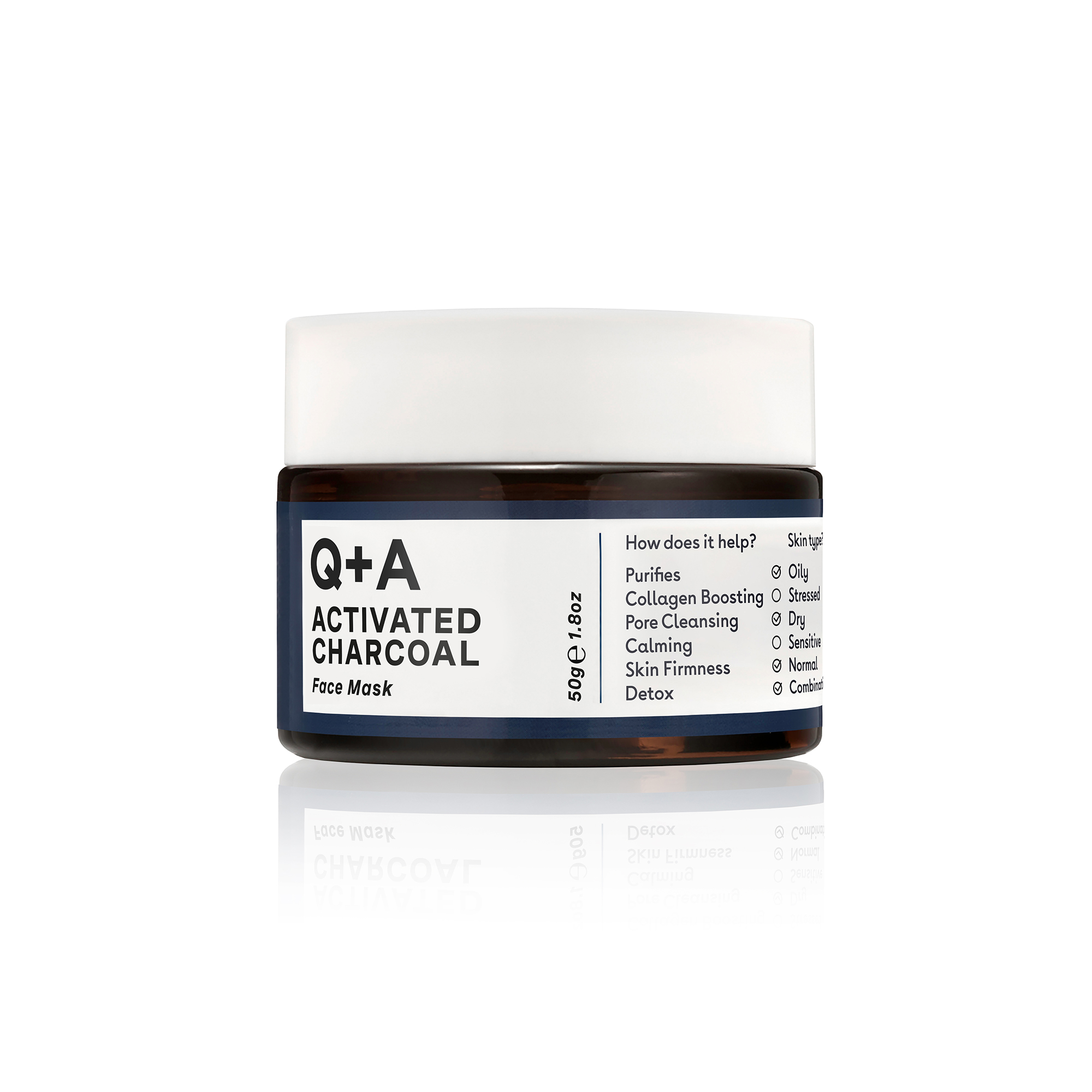 Q+A Activated Charcoal Detox Face Mask 50g
