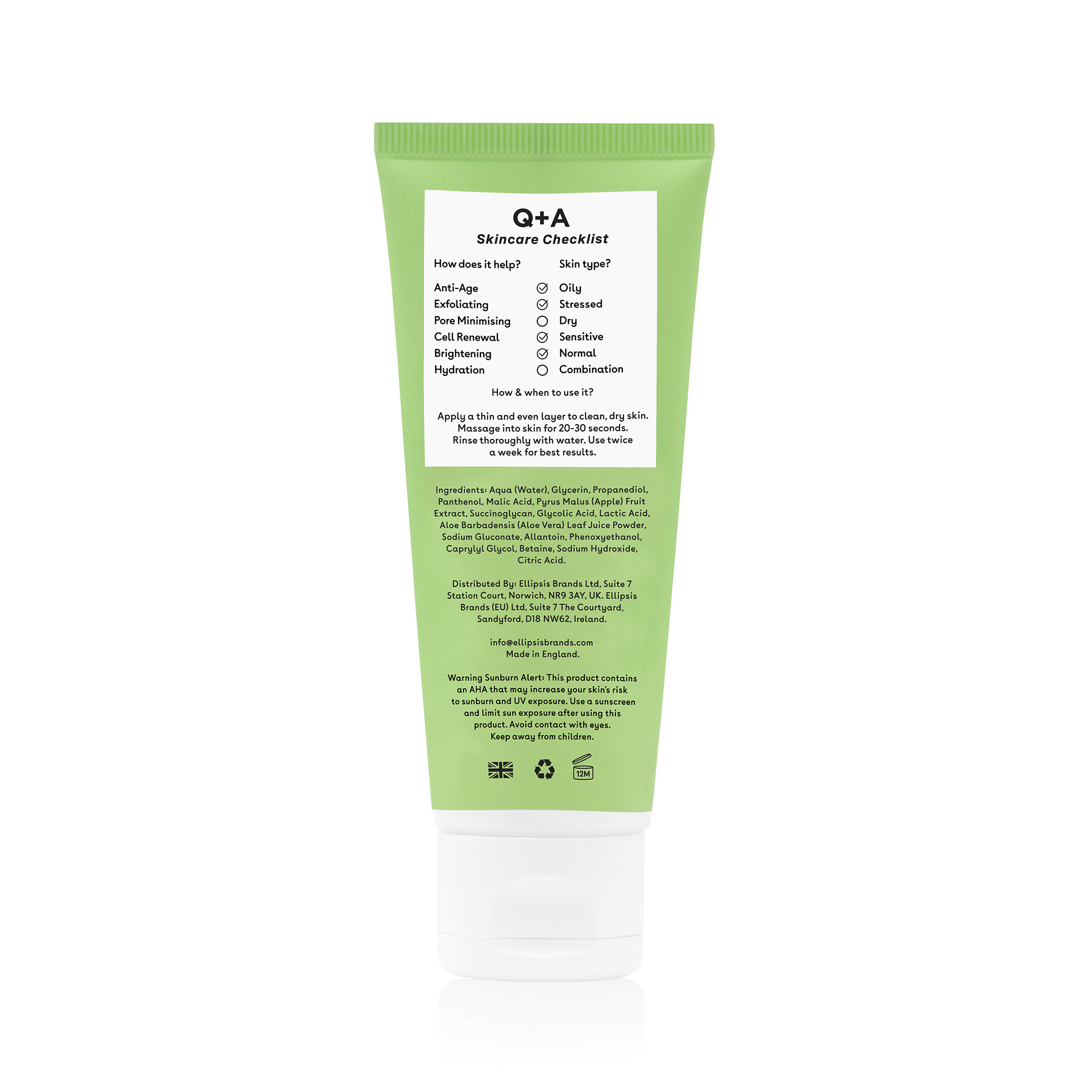 Q+A Apple AHA Exfoliating Gel 75ml