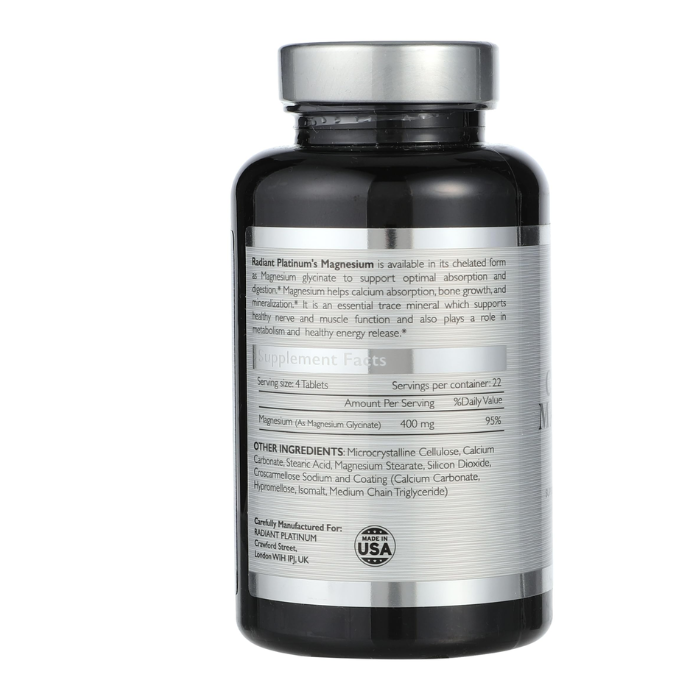 Radiant Platinum Magnesium 400mg, Stress Relief, Sleep, Muscle Recovery & Nerve Support 90 Tablets