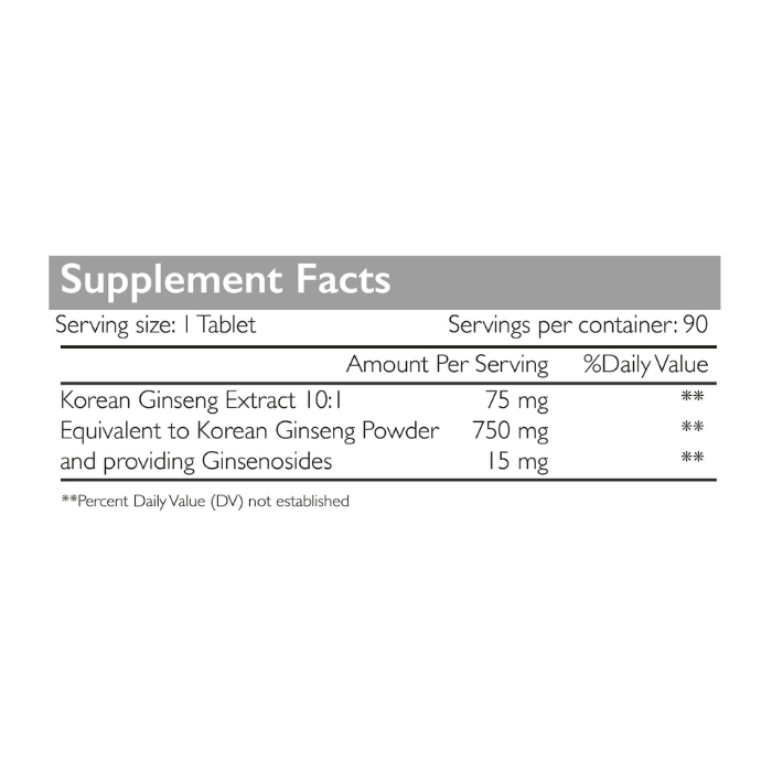 Radiant Platinum Korean Ginseng, Energy Booster, Immune Support & Antioxidant-Rich Herbal Supplement - 90 Tablets