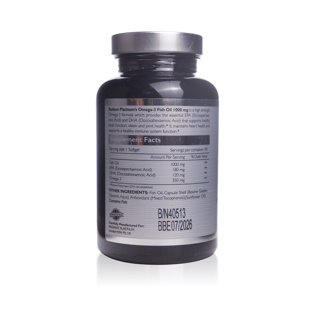 Radiant Platinum  Omega-3 Fish Oil 1000mg 90 Softgels