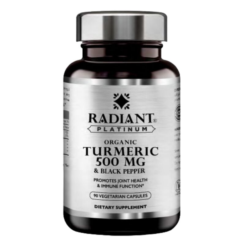 Radiant Platinum Turmeric with Black Pepper, Powerful Natural Anti-Inflammatory & Immune Boosting Formula - 90 Capsules