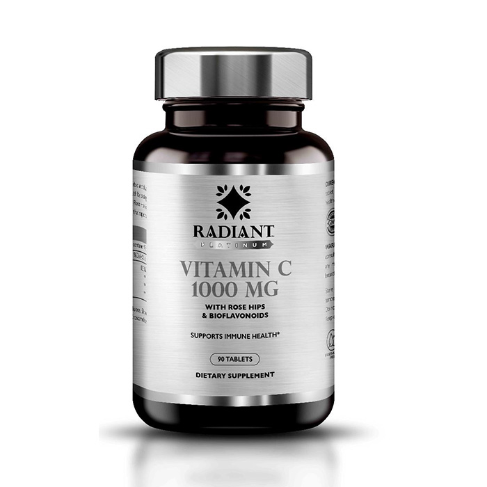 Radiant Platinum Vitamin C 1000mg with Rose Hips & Bioflavonoids – Immune Support, Antioxidant Protection – 90 Tablets