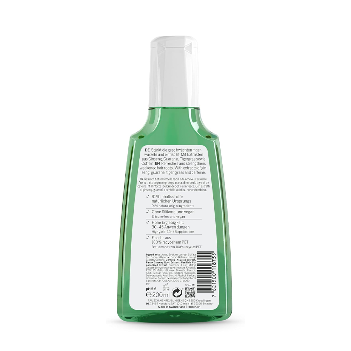 Rausch Caffeine with Ginseng Shampoo, Hair Loss Control and Root Strengthening Formula, 200ml