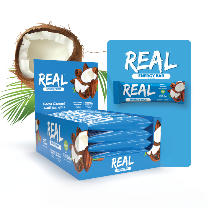 Real Energy Bar Cocoa Coconut 40g Box of 25 Pcs
