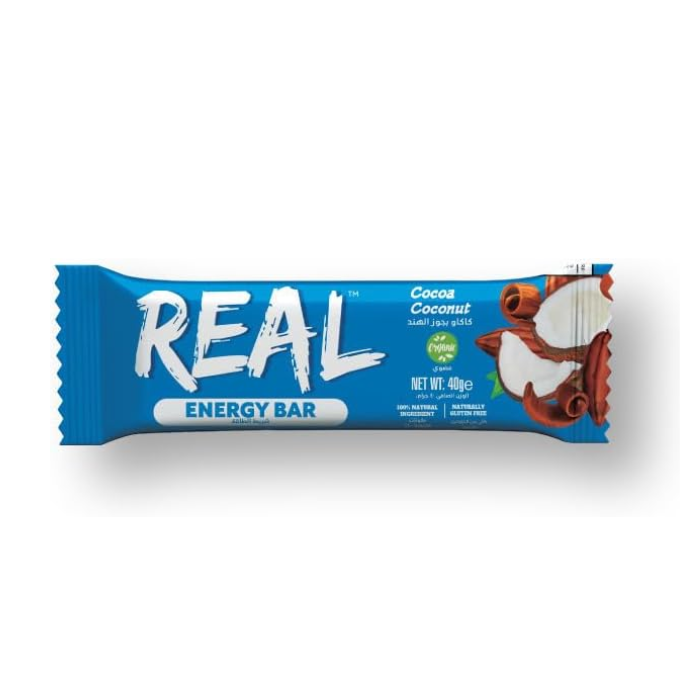 Real Energy Bar Cocoa Coconut 40g Box of 25 Pcs
