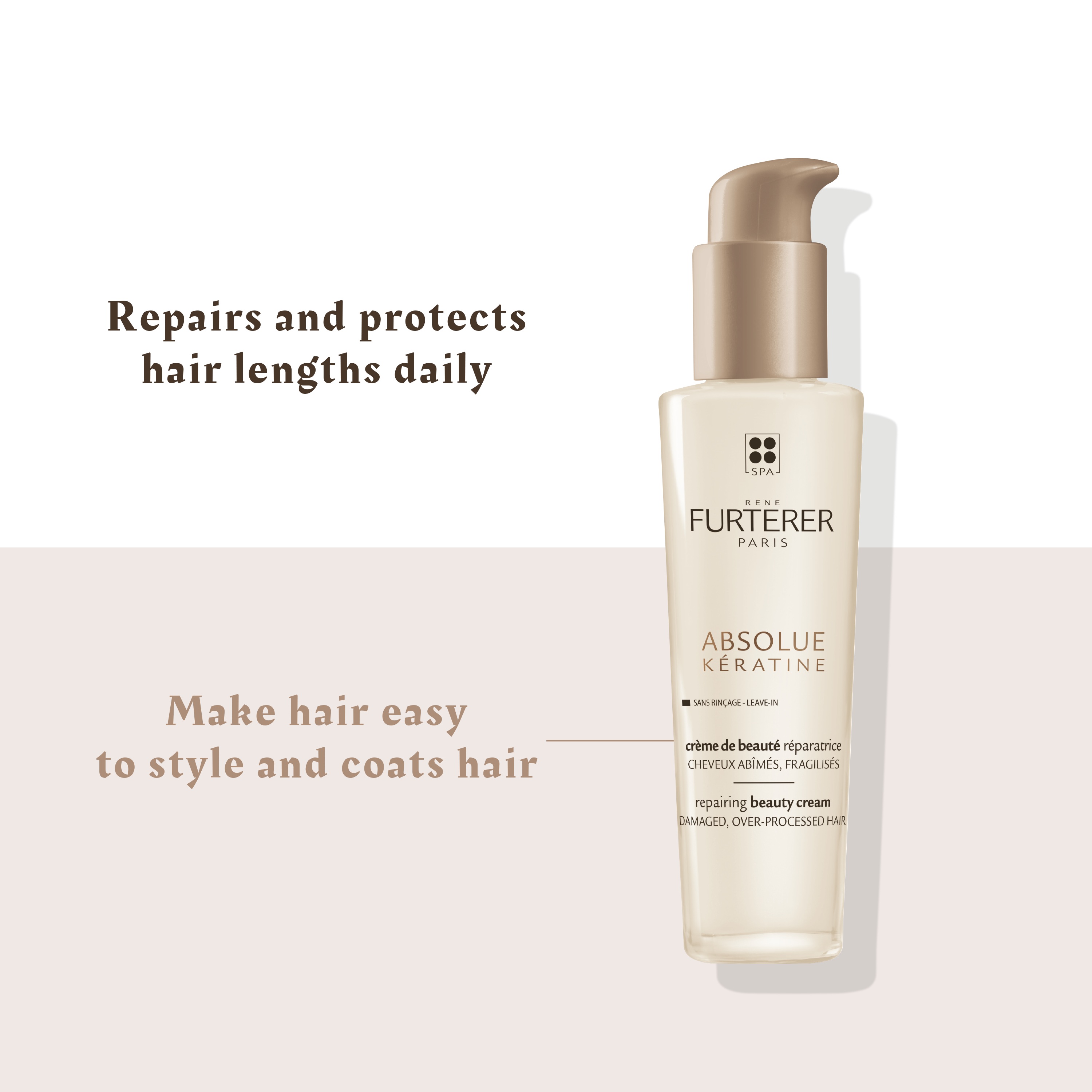 Rene Furterer Absolue Keratine Renewal Cream - Leave-In Repair Cream for Damaged, Over-Processed & Brittle Hair 100ml