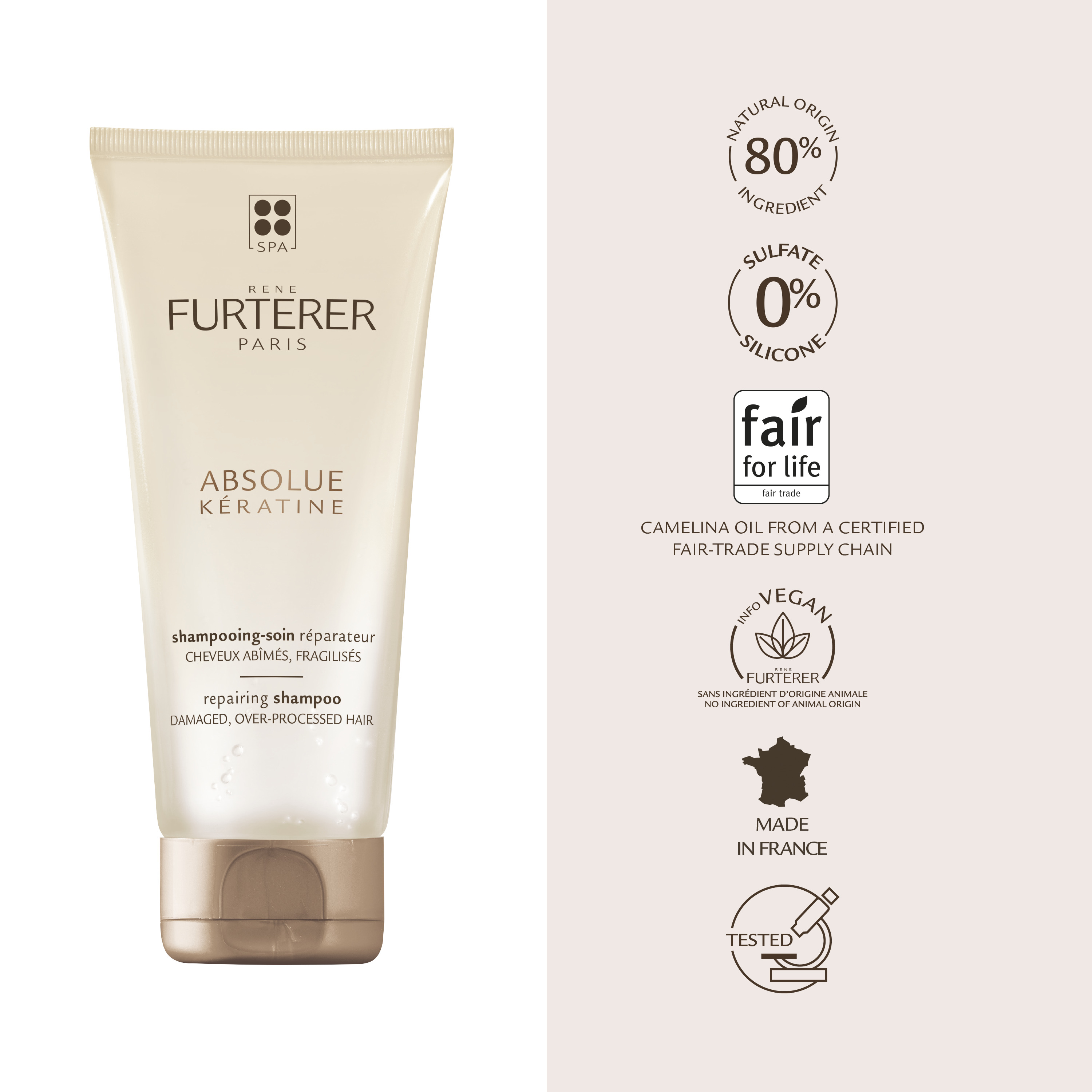 Rene Furterer Absolue Keratine Renewal Shampoo - Repairing Shampoo for Extremely Damaged or Over-Processed Hair 200ml