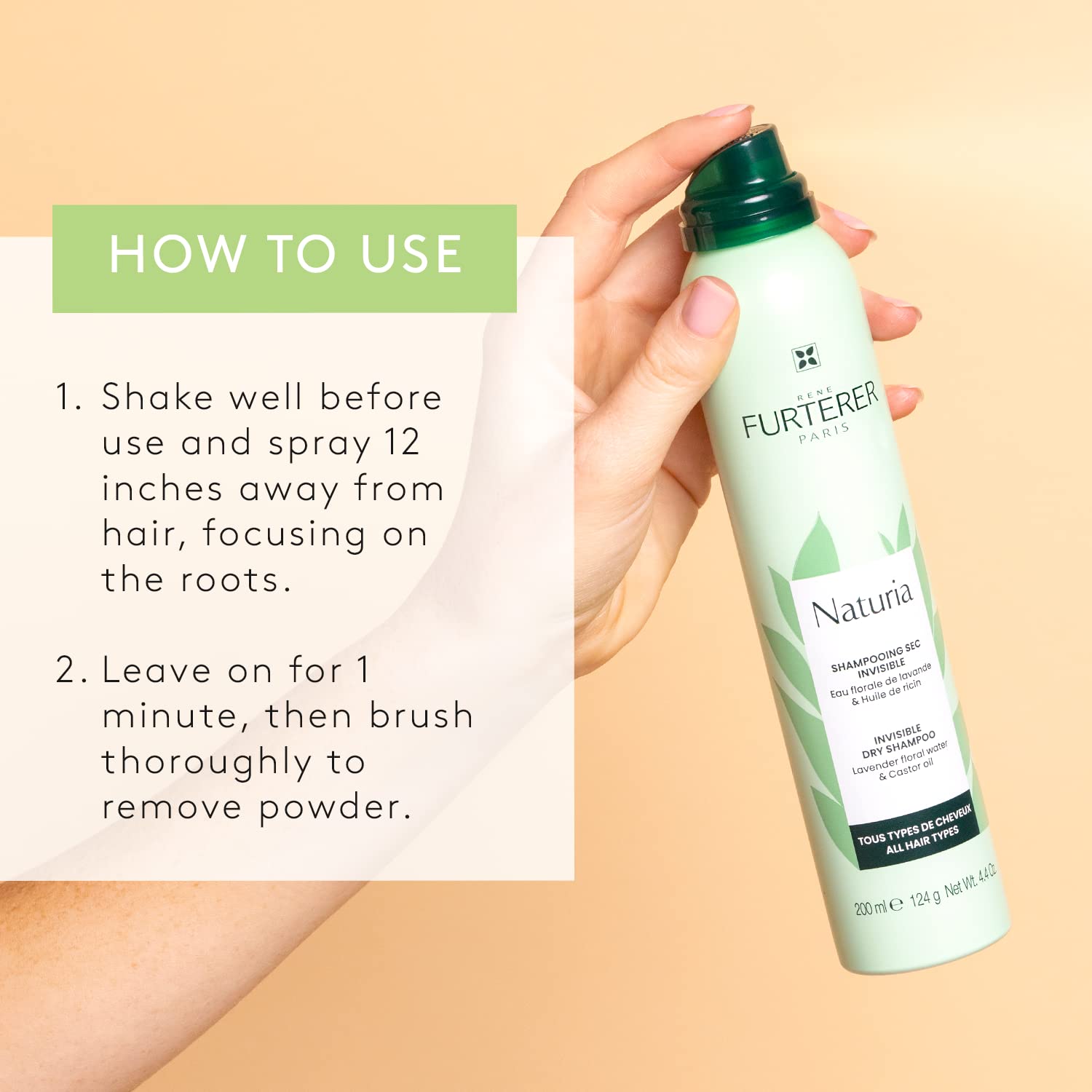 Rene Furterer Naturia Invisible Dry Shampoo, Organic Vegan Hair Refresh and Volume Booster - 200ml