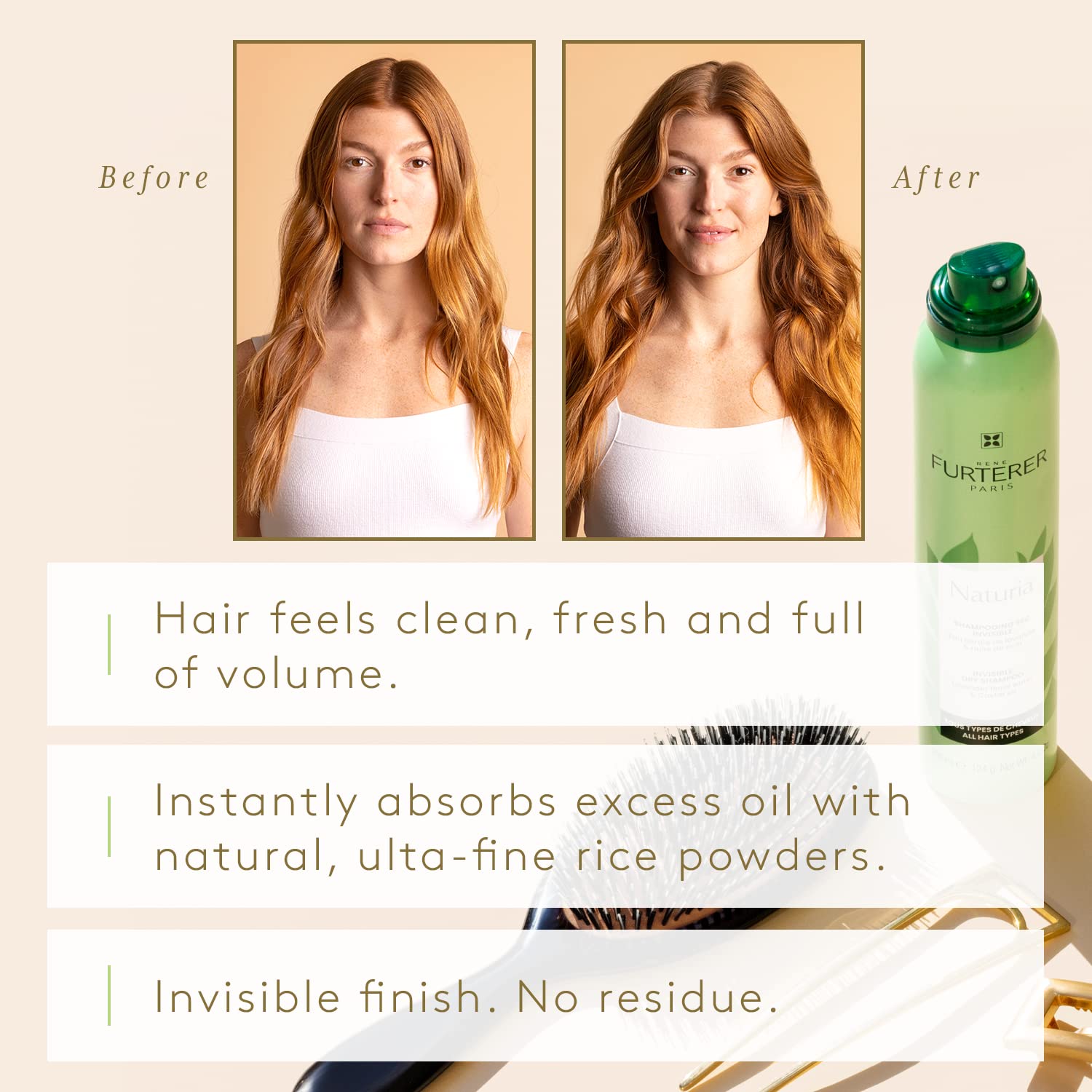 Rene Furterer Naturia Invisible Dry Shampoo, Organic Vegan Hair Refresh and Volume Booster - 200ml