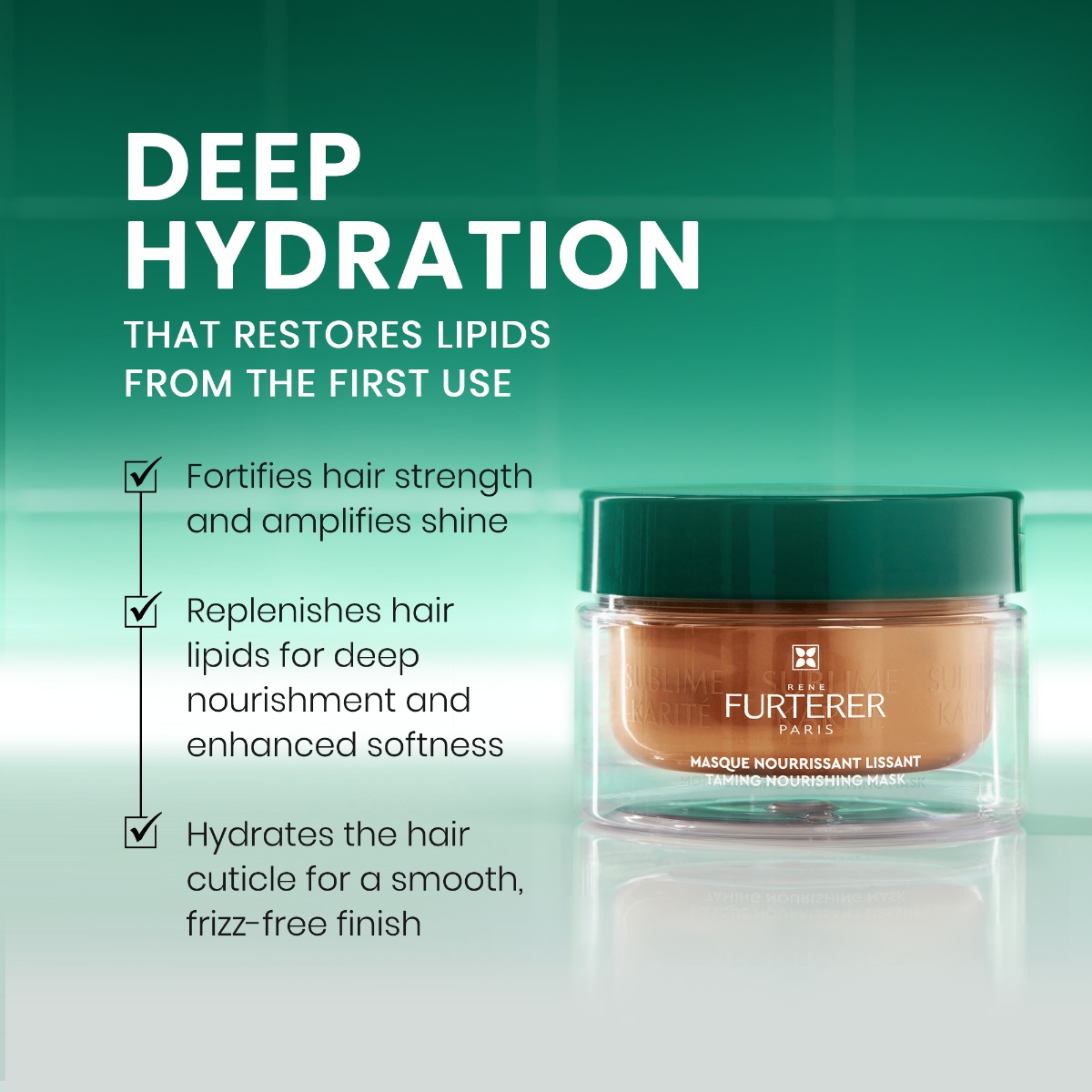 Rene Furterer Sublime Karite Taming Mask, Deep Conditioning, Smoothness and Shine for Dry Hair - 200ml