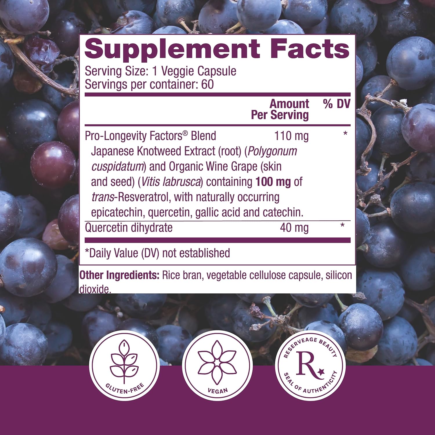 Reserveage Resveratrol 100mg V-Capsules 60s