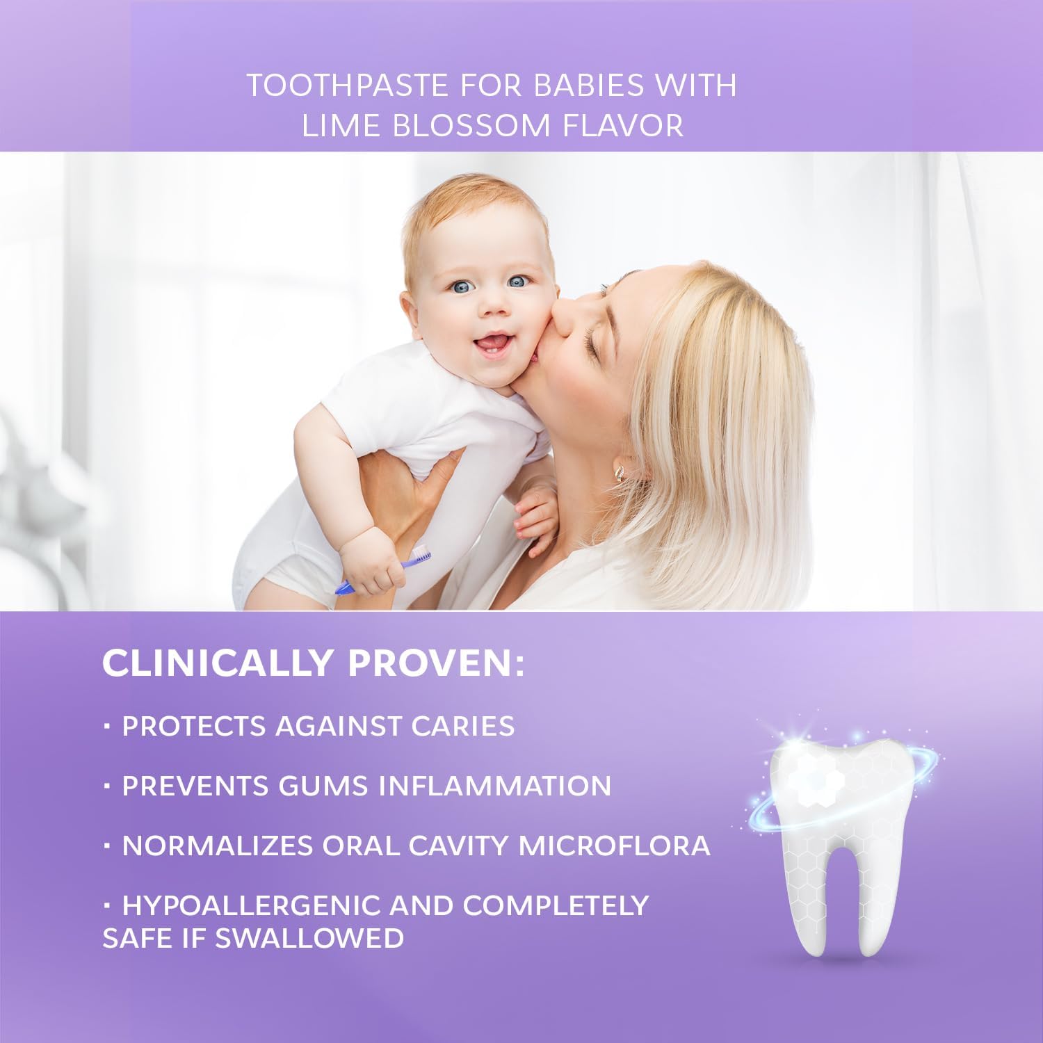 Rocs Baby Mild Care Toothpaste with Lime Blossom, Gentle, Safe Oral Care for Babies 0-3 Years - 35ml