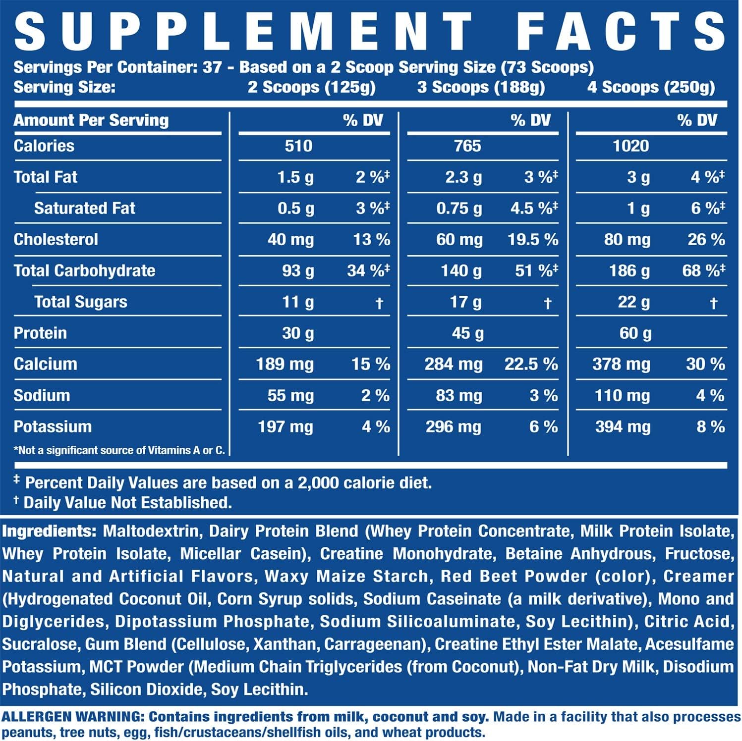 Ronnie Coleman King Mass XL, Strawberry Milkshake Weight Gainer with Protein, Carbs and Creatine - 15lb