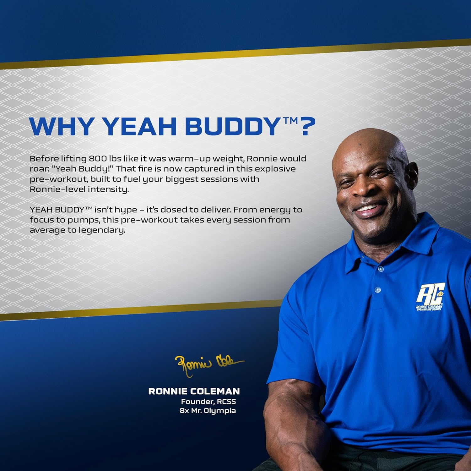 Ronnie Coleman Yeah Buddy Pre-Workout Cherry Limeade, Extreme Energy, Focus and Endurance - 30 Servings
