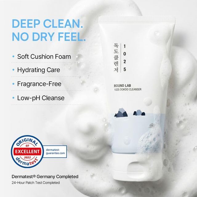 Round Lab 1025 Dokdo Cleanser - Gentle pH-Balanced Foam Cleanser with Deep Sea Water for Sensitive Skin 150ml