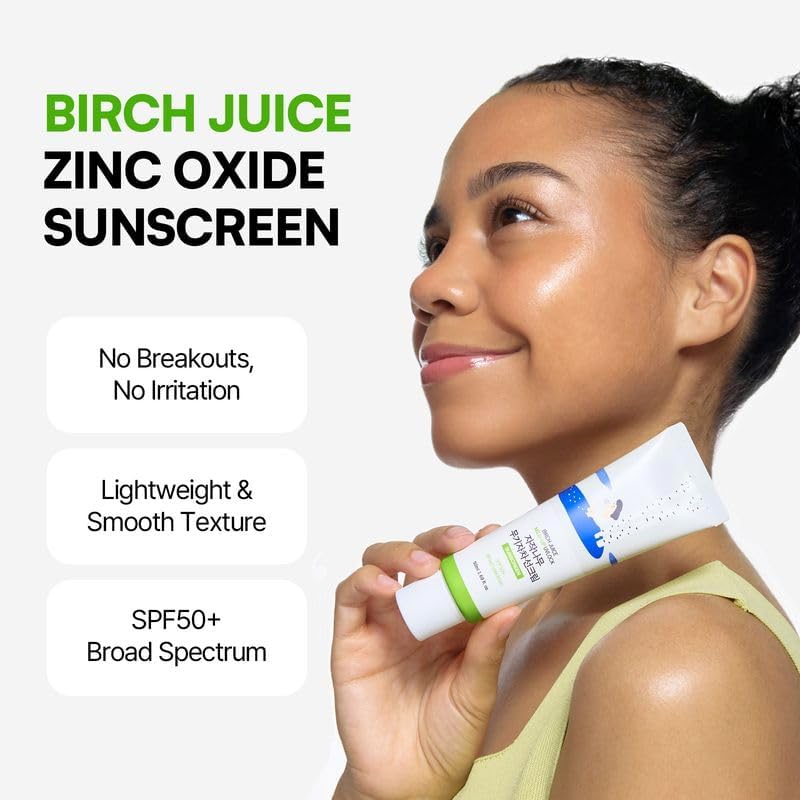 Round Lab Birch Juice Mild-Up Sunscreen SPF50+ PA++++, Gentle Mineral UV Protection with Birch Sap for Sensitive Skin 50ml