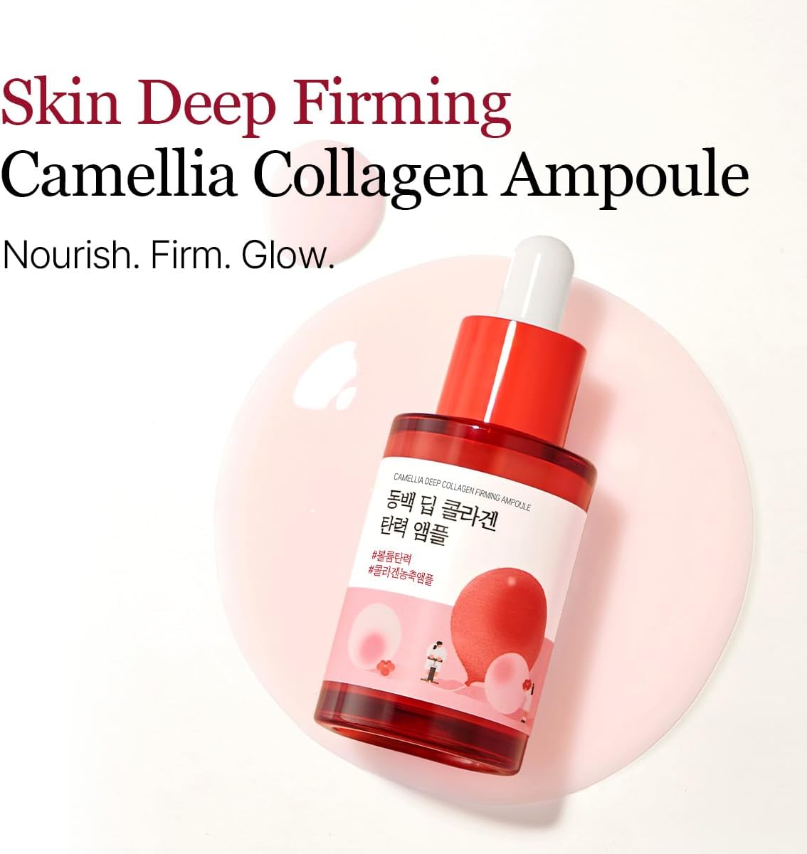 Round Lab Camellia Deep Collagen Firming Ampoule - Anti-Aging Serum with Hydrolyzed Collagen & Camellia for Firm, Youthful Skin 30ml