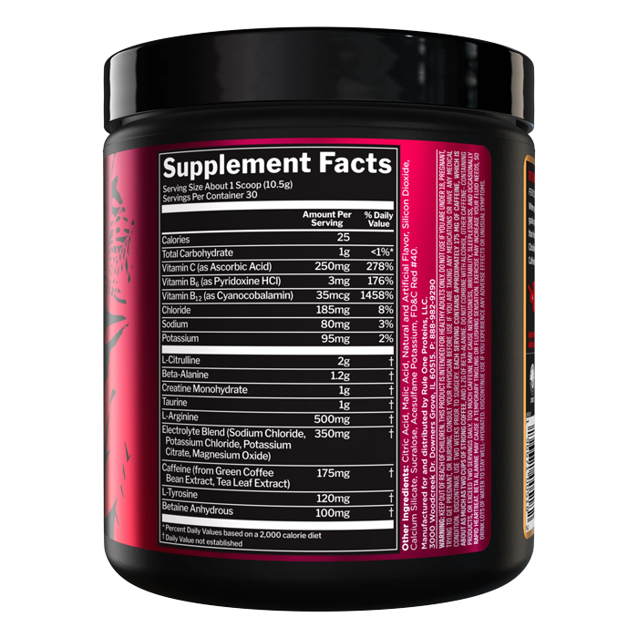Rule 1 R1 Roar Pre-Workout Fruit Punch 30 Serve