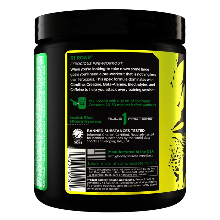 Rule 1 R1 Roar Pre-Workout Lemon Lime 30 Serve