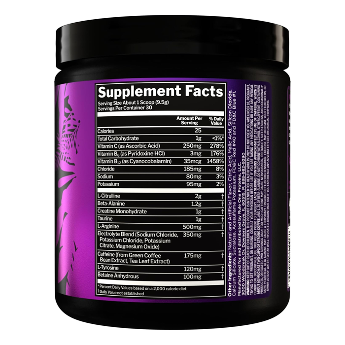 Rule 1 R1 Roar Pre-Workout Wild Grape 30 Serve