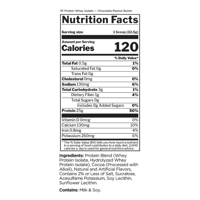 Rule 1 Protein Whey Isolate Chocolate Peanut Butter,Fast-Absorbing,38 Servings 2.58lb