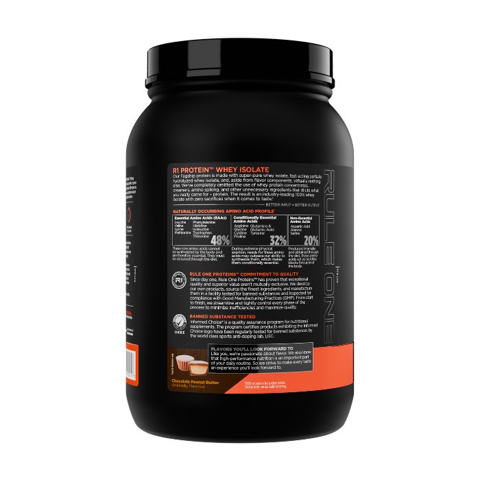 Rule 1 Protein Whey Isolate Chocolate Peanut Butter,Fast-Absorbing,38 Servings 2.58lb