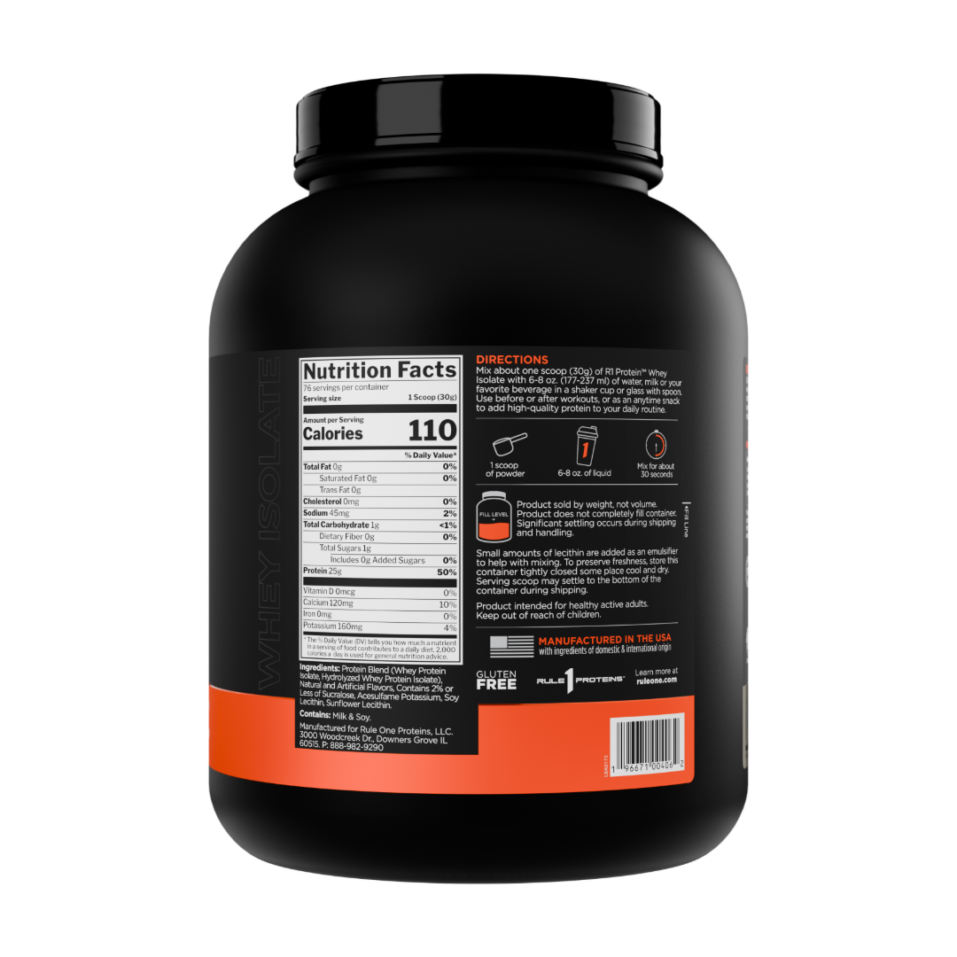 Rule 1 Protein Whey Isolate Vanilla Creme, 25g Protein & 6g+ BCAAs Per Scoop, 76 Servings, 5lb