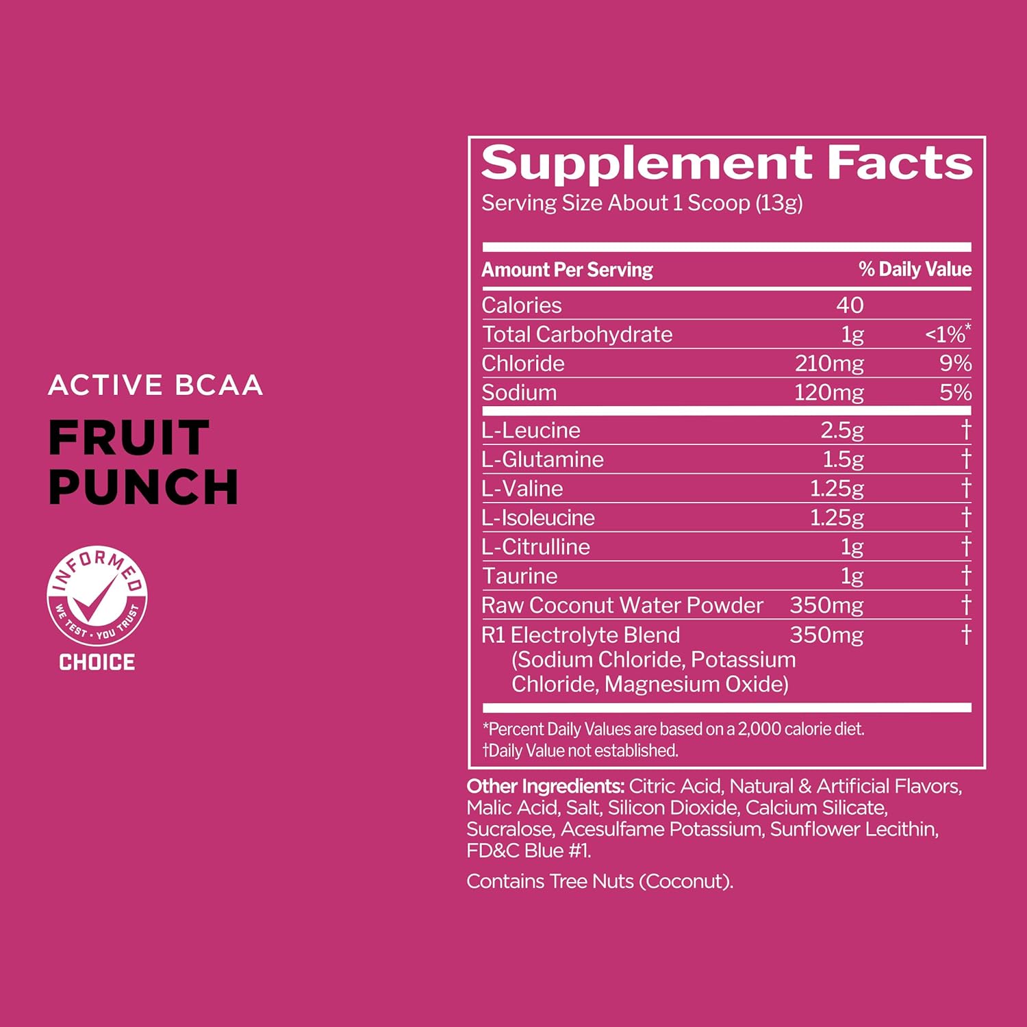 Rule 1 Active BCAA Fruit Punch 30 Servings 405g