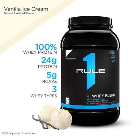 Rule1 Whey Blend 27 Servings Vanilla Ice Cream 1.96lb