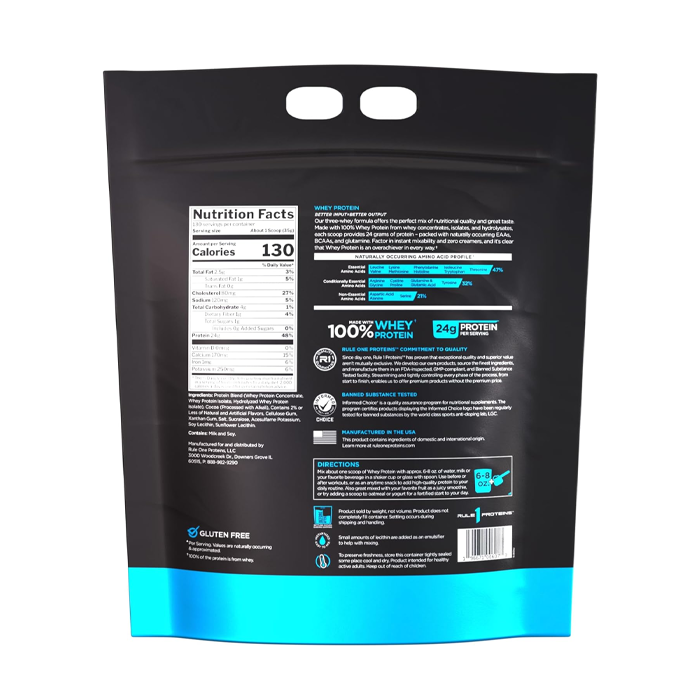 Rule 1 Whey Blend Chocolate Powder, 24g Protein & 5.5g BCAAs Per Serving, 10.03lb Bag